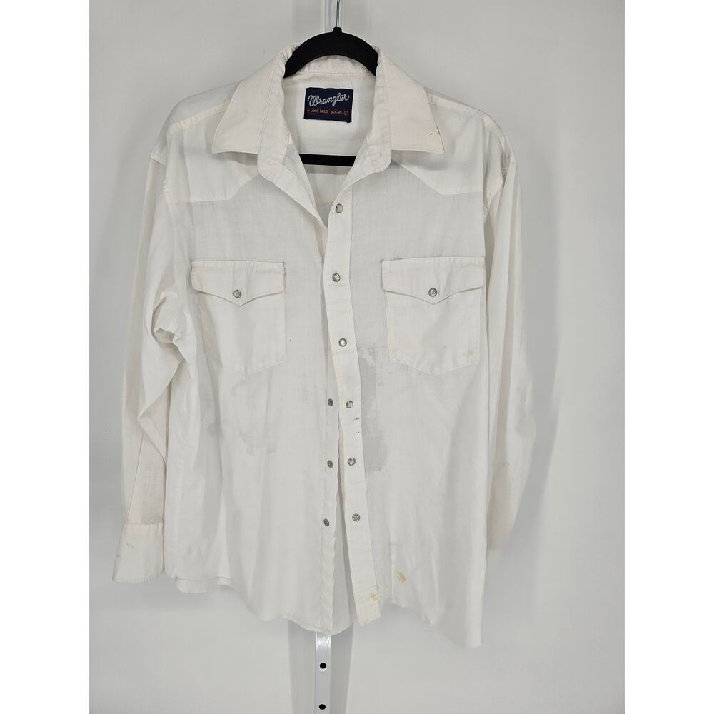Wrapper Men's Long Sleeve White Collared Pearl Snap Western Shirt Size X-Long T